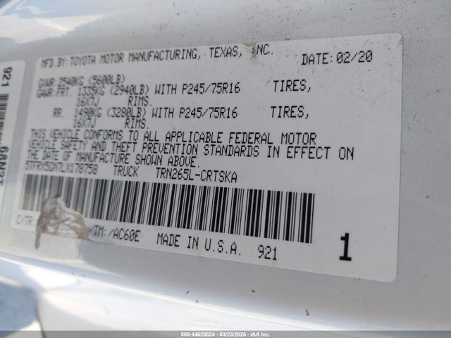 5TFRX5GN7LX178758 Toyota Tacoma Sr