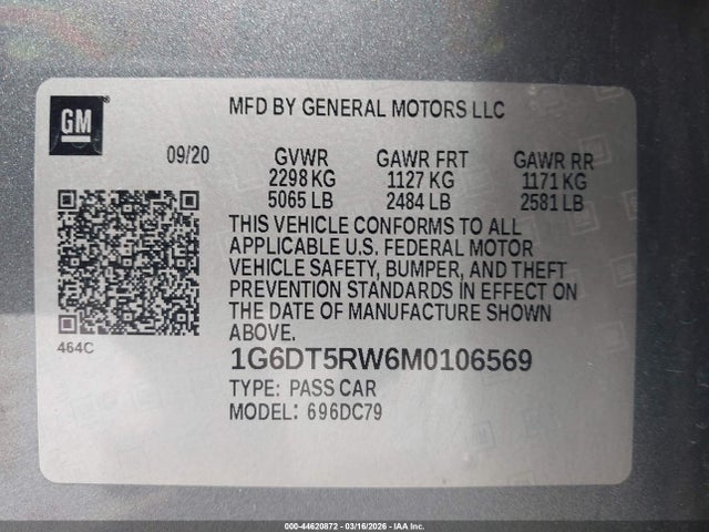 Aukcja sprzedaży 2021 Cadillac Ct5 Premium Luxury, vin: 1G6DT5RW6M0106569, numer aukcji: 44620872