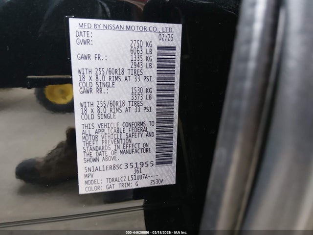 Aukcja sprzedaży 2025 Infiniti Qx60 Pure, vin: 5N1AL1ER8SC351955, numer aukcji: 44620886
