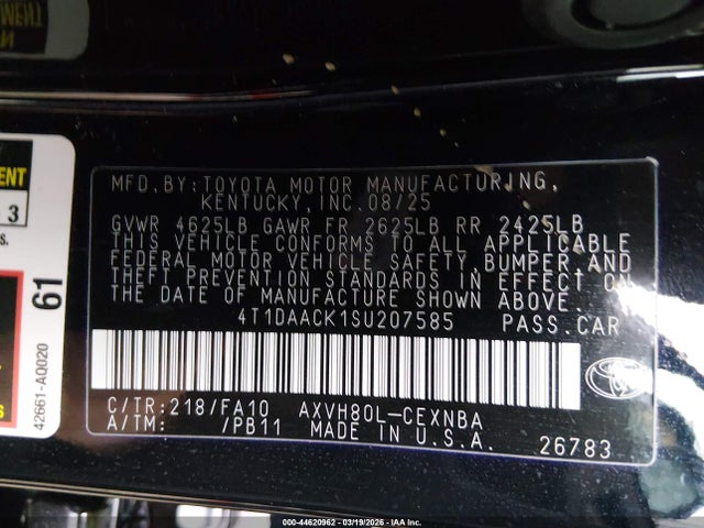 Toyota CAMRY LE 2025 4T1DAACK1SU207585 Image 9