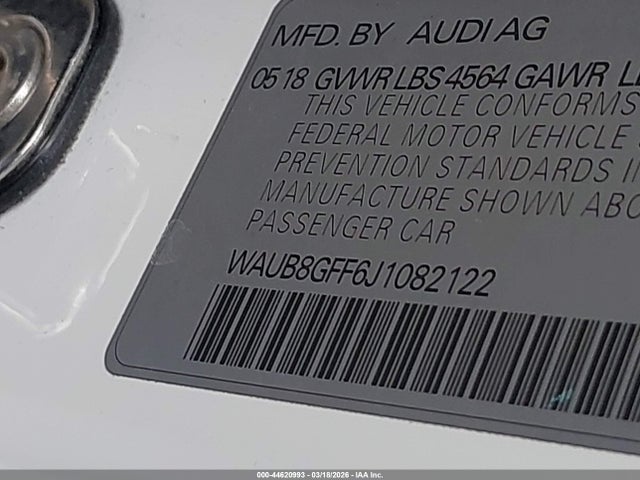 Продажа на аукционе авто 2018 Audi A3 2.0t Premium/2.0t Tech Premium, vin: WAUB8GFF6J1082122, номер лота: 44620993