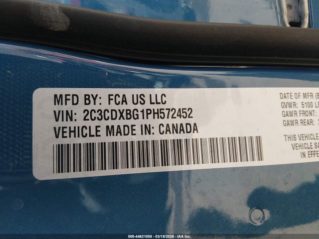 Продажа на аукционе авто 2023 Dodge Charger Sxt, vin: 2C3CDXBG1PH572452, номер лота: 44621008
