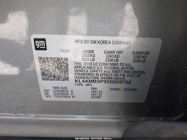 Aukcja sprzedaży 2025 Buick Encore Gx Preferred Fwd, vin: KL4AMBSP9SB009702, numer aukcji: 44621032