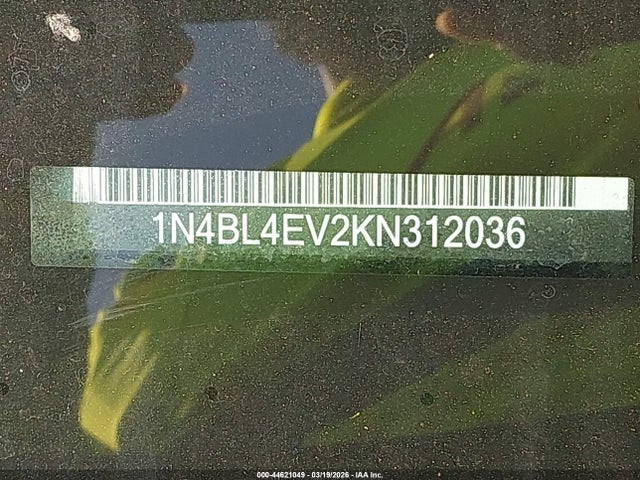 2019 Nissan Altima 2.5 Sl მანქანა იყიდება აუქციონზე, vin: 1N4BL4EV2KN312036, აუქციონის ნომერი: 44621049
