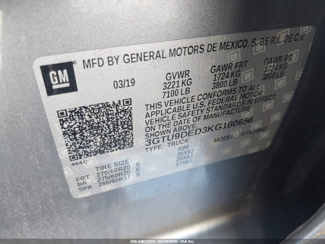 3GTU9DED3KG160656 GMC Sierra 1500 Slt