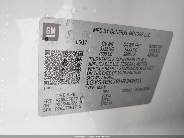 2017 CADILLAC ESCALADE 1GYS4BKJ8HR349911 Photo 8