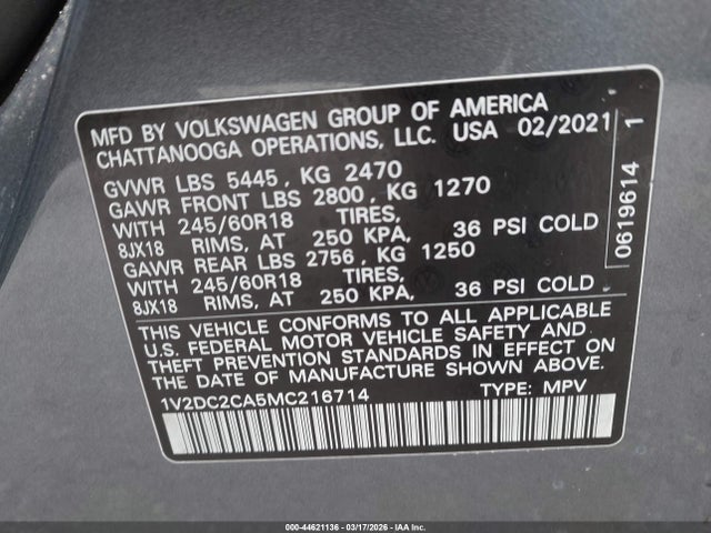 2021 VOLKSWAGEN ATLAS CROSS SPORT 1V2DC2CA5MC216714 Photo 8