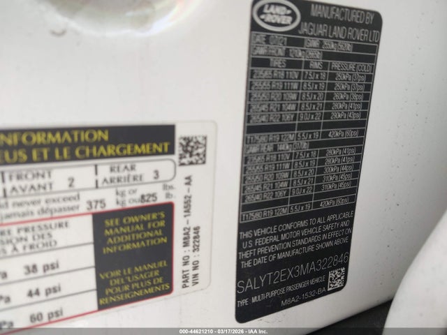 2021 LAND ROVER RANGE ROVER VELAR SALYT2EX3MA322846 Photo 8