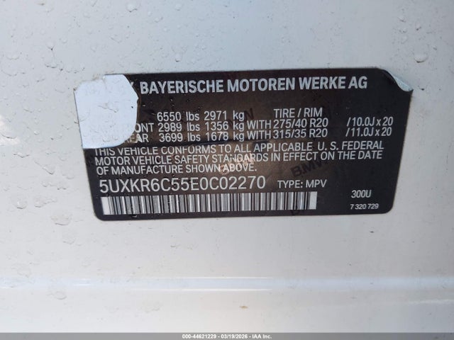 Aukcja sprzedaży 2014 Bmw X5 Xdrive50i, vin: 5UXKR6C55E0C02270, numer aukcji: 44621229