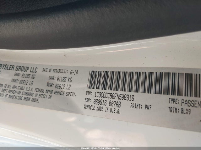 2015 Chrysler 200 C მანქანა იყიდება აუქციონზე, vin: 1C3CCCCB8FN508316, აუქციონის ნომერი: 44621236