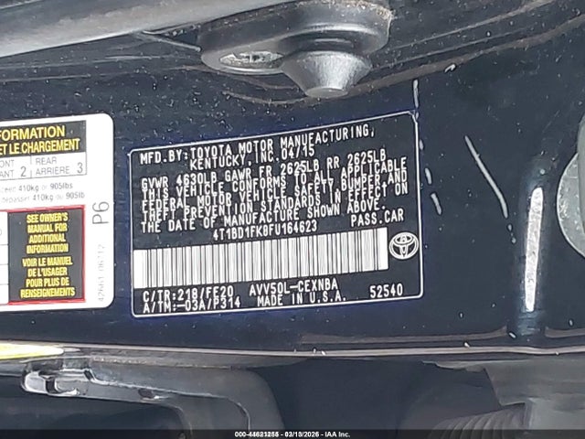 2015 TOYOTA CAMRY HYBRID 4T1BD1FK8FU164623 Photo 8