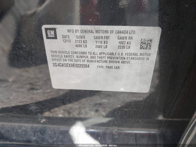 2014 Buick Regal Turbo მანქანა იყიდება აუქციონზე, vin: 2G4GK5EX8E9229384, აუქციონის ნომერი: 44621342