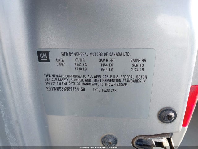Aukcja sprzedaży 2008 Chevrolet Impala Ls, vin: 2G1WB58K089154158, numer aukcji: 44621344