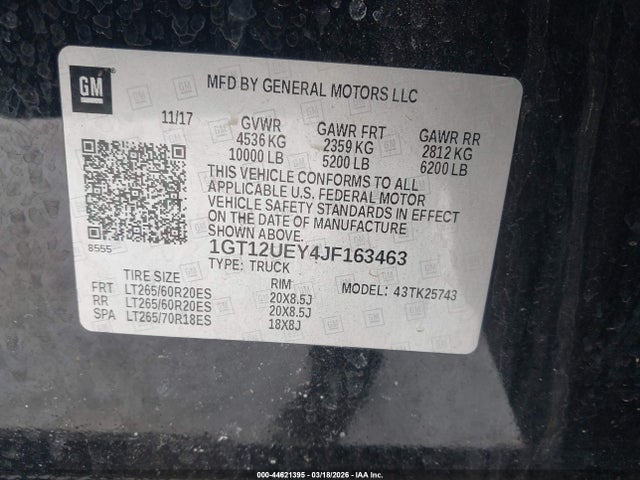 1GT12UEY4JF163463 GMC Sierra 2500hd Denali
