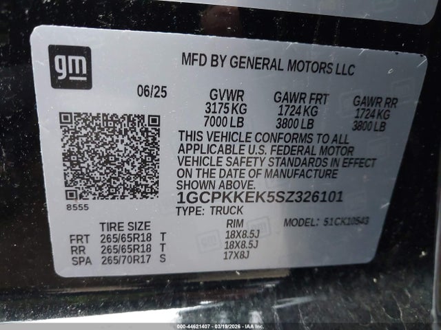 Продажа на аукционе авто 2025 Chevrolet Silverado 1500 4wd  Short Bed Lt With 2fl, vin: 1GCPKKEK5SZ326101, номер лота: 44621407