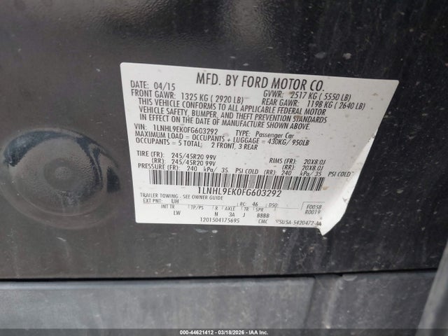 2015 LINCOLN MKS 1LNHL9EK0FG603292 Photo 8