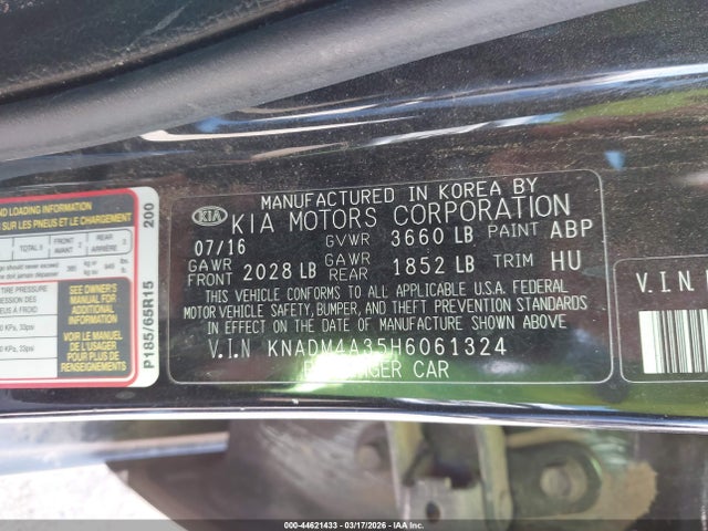 KIA RIO LX 2017 KNADM4A35H6061324 Image 9