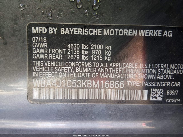 2019 BMW 430I GRAN COUPE WBA4J1C53KBM16866 Photo 8