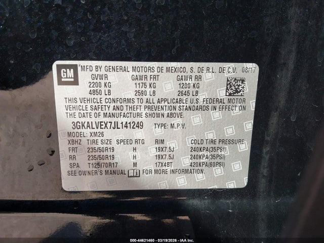 Aukcja sprzedaży 2018 Gmc Terrain Slt, vin: 3GKALVEX7JL141249, numer aukcji: 44621460