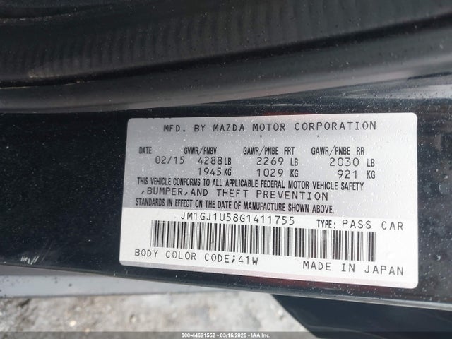 Продажа на аукционе авто 2016 Mazda Mazda6 I Sport, vin: JM1GJ1U58G1411755, номер лота: 44621552