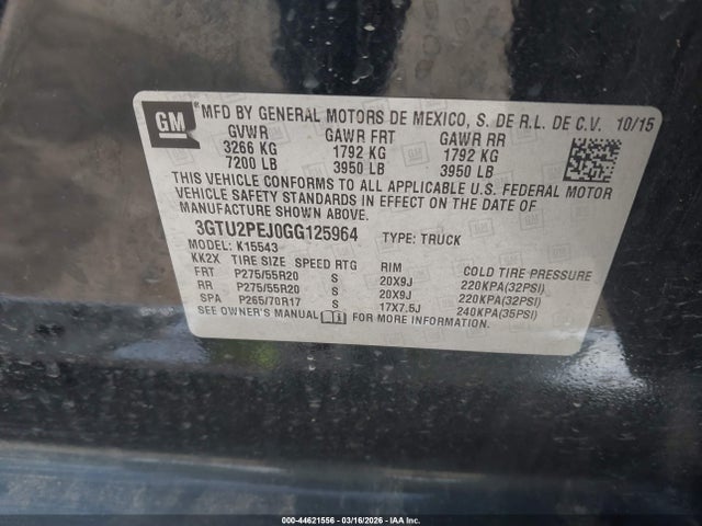 Aukcja sprzedaży 2016 Gmc Sierra 1500 Denali, vin: 3GTU2PEJ0GG125964, numer aukcji: 44621556