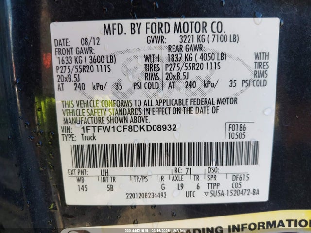 2013 FORD F-150 1FTFW1CF8DKD08932 Photo 8