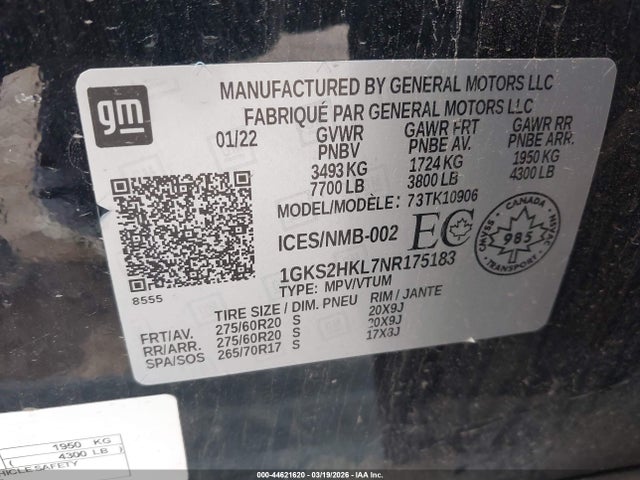 2022 GMC YUKON XL 1GKS2HKL7NR175183 Photo 8