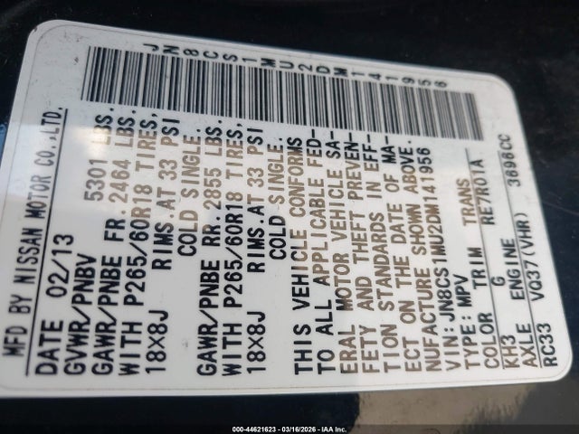 2013 INFINITI FX37 JN8CS1MU2DM141956 Photo 8