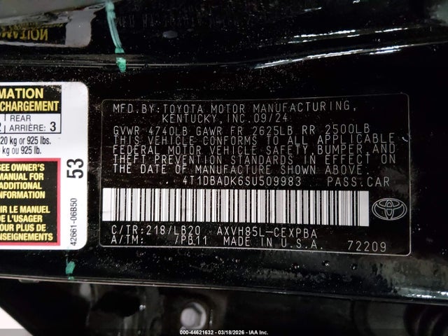 Продажа на аукционе авто 2025 Toyota Camry Xse, vin: 4T1DBADK6SU509983, номер лота: 44621632
