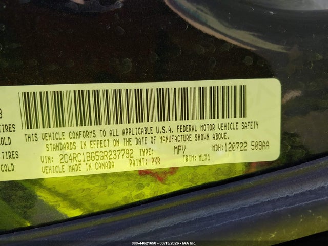 44621658 :رقم المزاد ، 2C4RC1BG5GR237792 vin ، 2016 Chrysler Town & Country Touring مزاد بيع