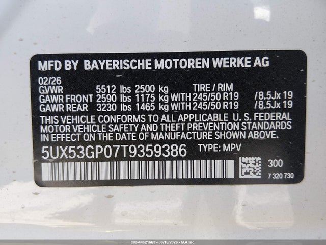 5UX53GP07T9359386 BMW X3 30 Xdrive