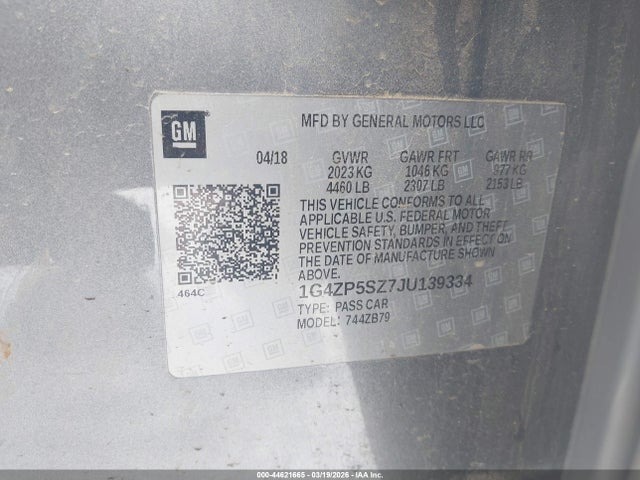 Продаж на аукціоні авто 2018 Buick Lacrosse Essence, vin: 1G4ZP5SZ7JU139334, номер лоту: 44621665