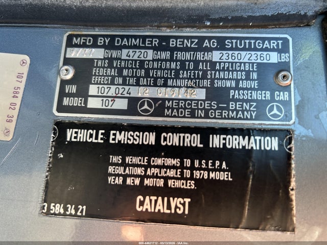 1978 MERCEDES BENZ 450SLC 10702412019142 Photo 8