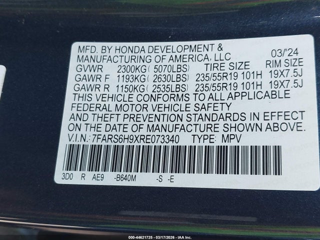 7FARS6H9XRE073340 Honda Cr-v Hybrid Sport Touring