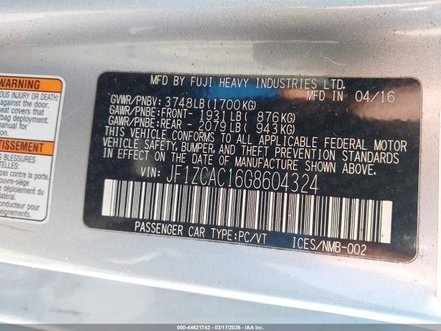 2016 SUBARU BRZ JF1ZCAC16G8604324 Photo 8