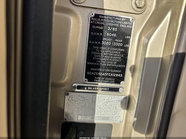 1985 ROLLS-ROYCE SILVER SPIRIT SCAZS42A0FCX12845 Photo 8