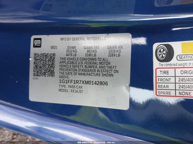 2021 CHEVROLET CAMARO 1G1FF1R7XM0142806 Photo 8