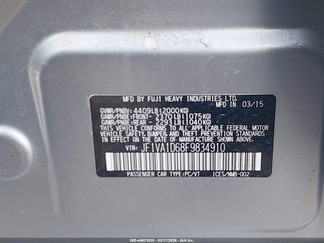 2015 SUBARU WRX JF1VA1D68F9834910 Photo 8