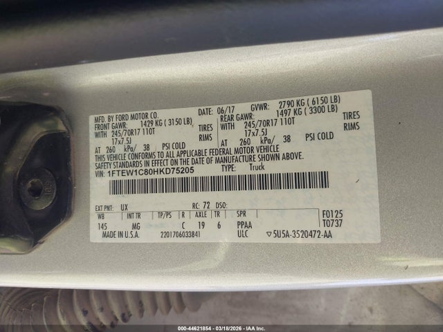2017 FORD F-150 1FTEW1C80HKD75205 Photo 8