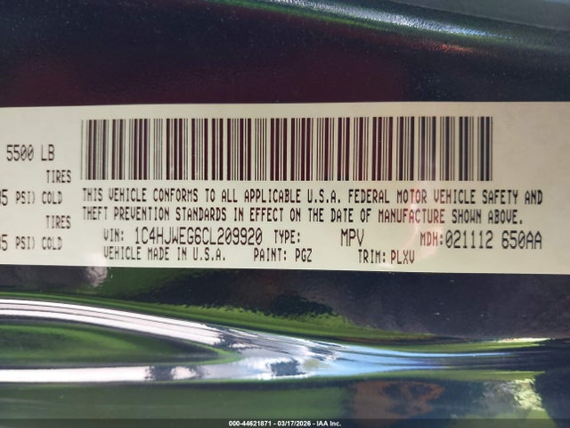 2012 JEEP WRANGLER UNLIMITED 1C4HJWEG6CL209920 Photo 8