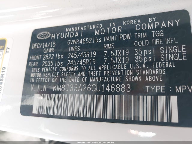 2016 HYUNDAI TUCSON KM8J33A26GU146883 Photo 8