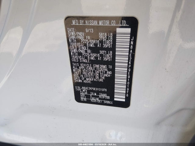 JN8AE2KP9E9101976 Nissan QUEST S