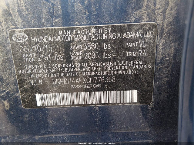 Hyundai ELANTRA SE 2016 5NPDH4AEXGH776368 Image 9