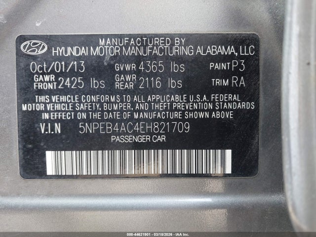 Hyundai SONATA GLS 2014 5NPEB4AC4EH821709 Image 9