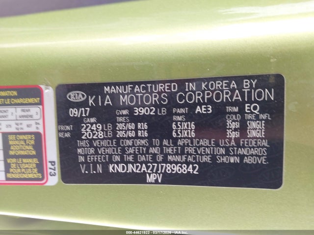 Продаж на аукціоні авто 2018 Kia Soul, vin: KNDJN2A27J7896842, номер лоту: 44621922