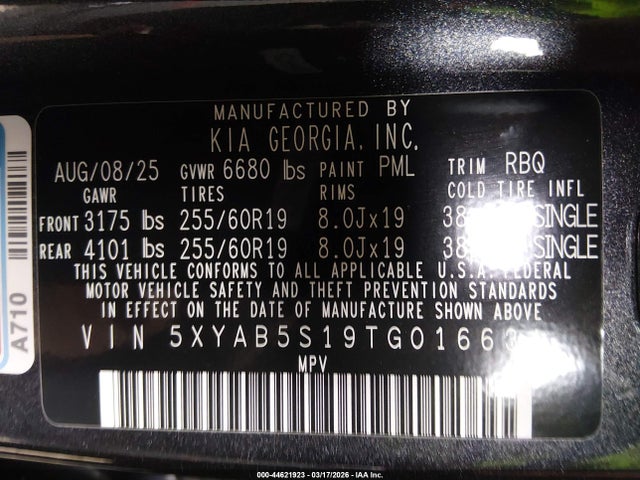 5XYAB5S19TG016634 KIA Ev9 Light Long Range