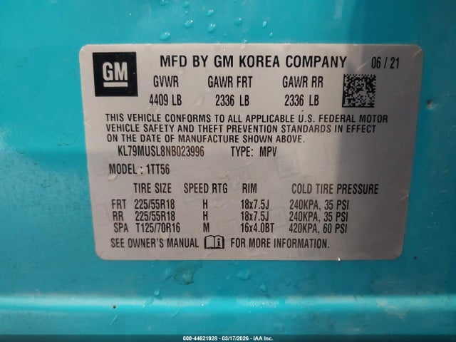 KL79MUSL8NB023996 Chevrolet Trailblazer Awd Rs