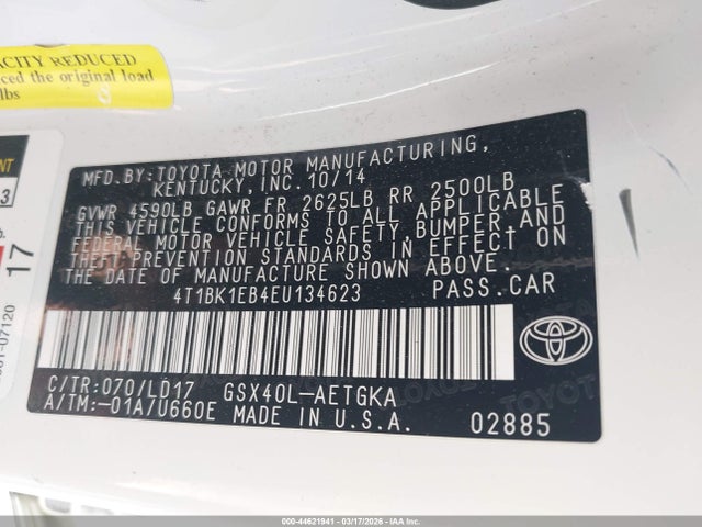 Toyota AVALON XLE 2014 4T1BK1EB4EU134623 Image 9
