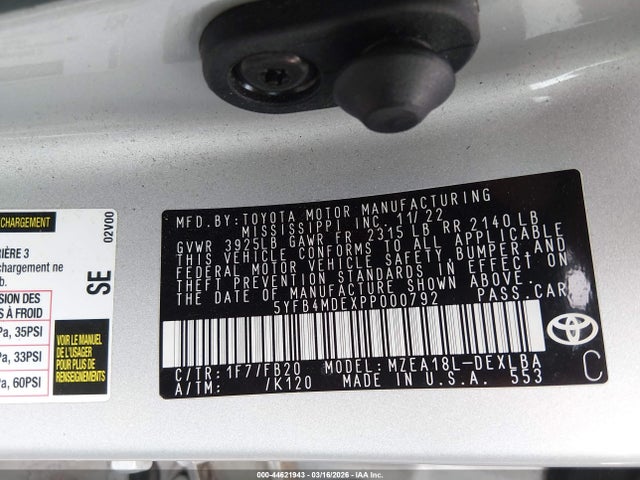 2023 TOYOTA COROLLA 5YFB4MDEXPP000792 Photo 8