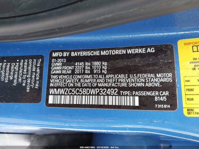 2013 MINI COUNTRYMAN WMWZC5C58DWP32492 Photo 8